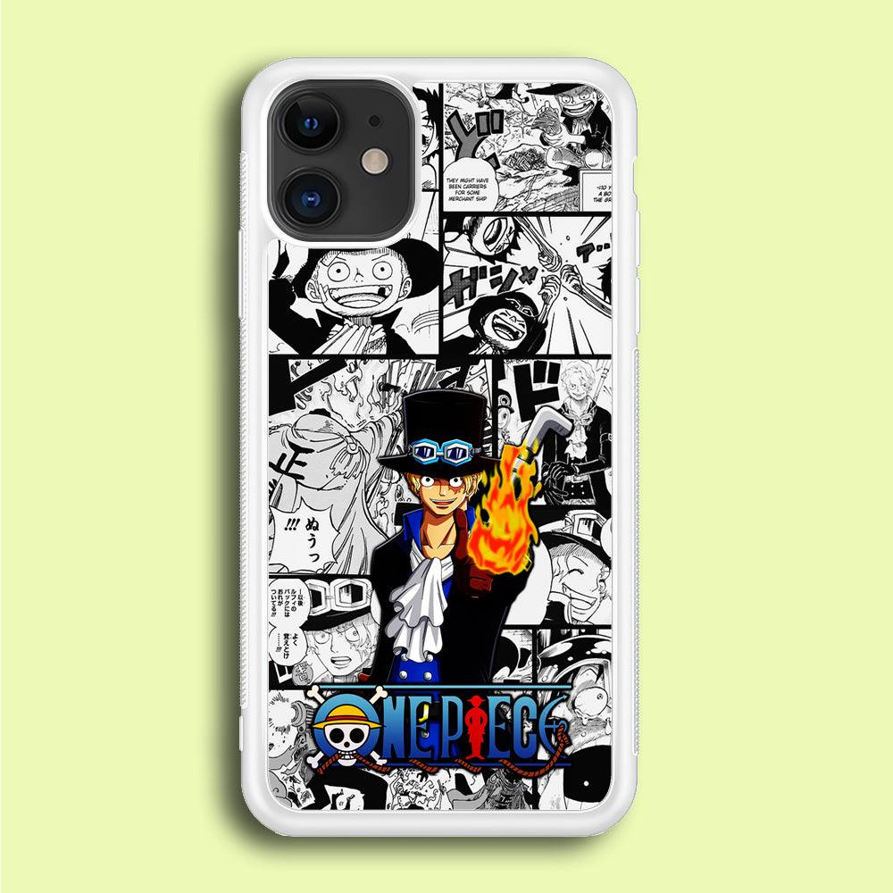 One Piece Sabo Comic iPhone 12 Case-Rubber / White (2D Case)-Xtracase