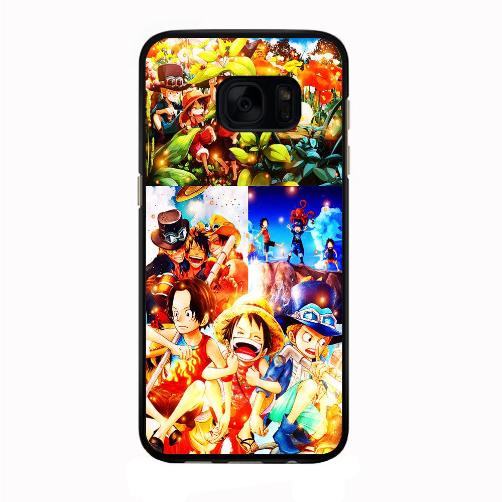 One Piece Three Siblings Samsung Galaxy S7 Edge Case-Rubber / Black (2D Case)-Xtracase