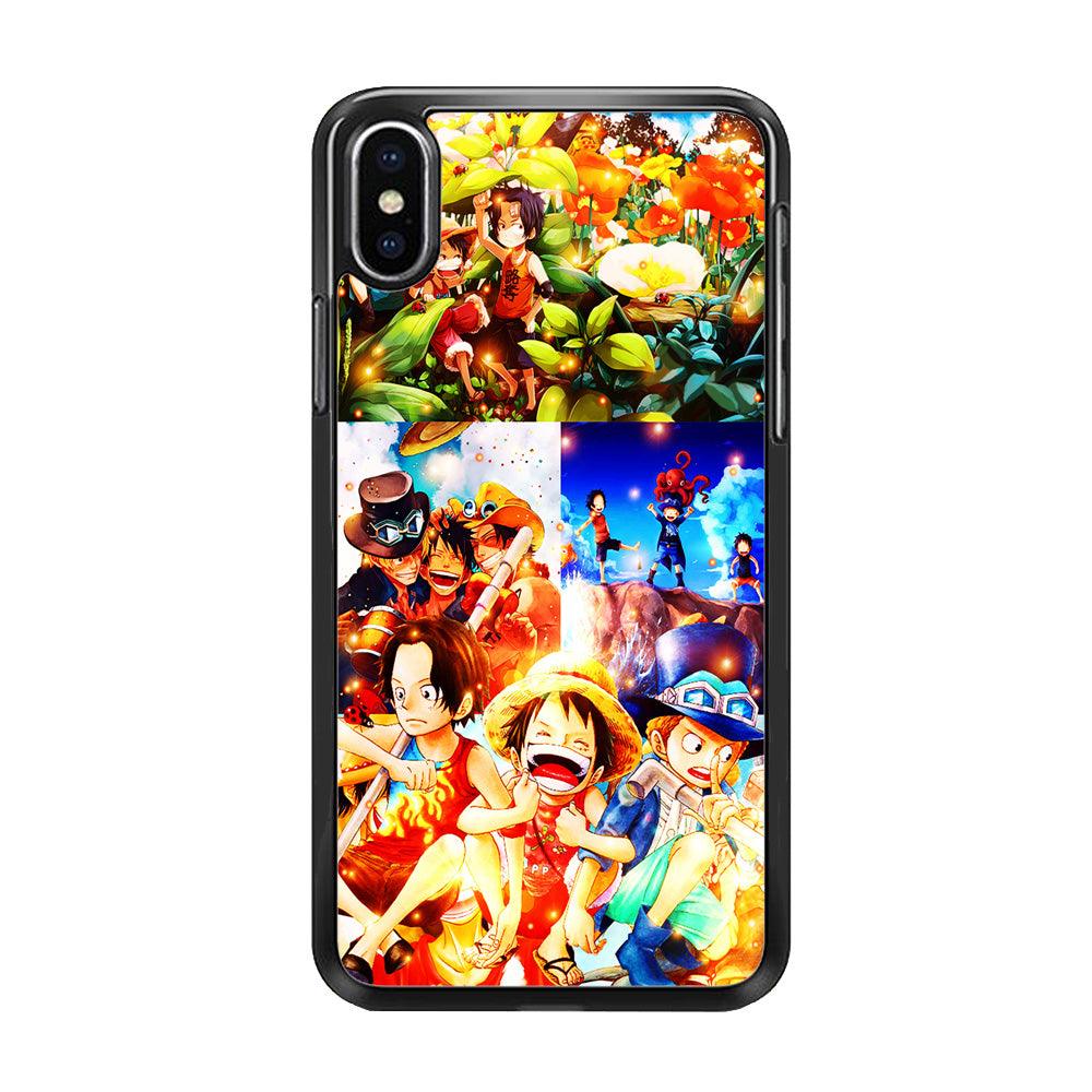 One Piece Three Siblings iPhone Xs Case-Rubber / Black (2D Case)-Xtracase