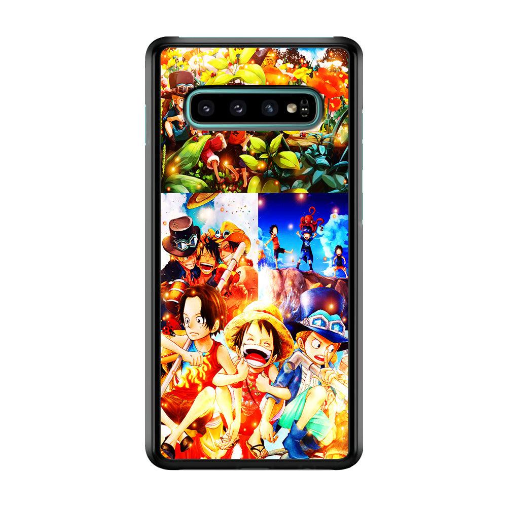 One Piece Three Siblings Samsung Galaxy S10 Case-Rubber / White (2D Case)-Xtracase