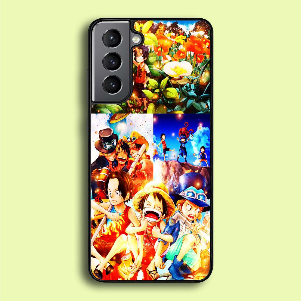 One Piece Three Siblings Samsung Galaxy S21 Plus Case-Rubber / White (2D Case)-Xtracase