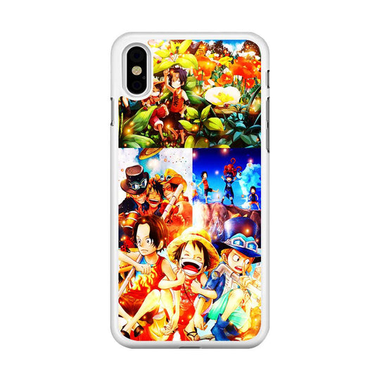 One Piece Three Siblings iPhone Xs Case-Rubber / White (2D Case)-Xtracase