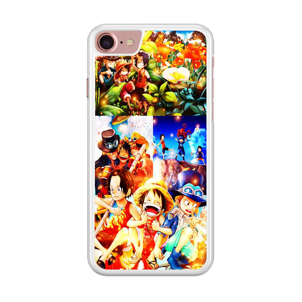 One Piece Three Siblings iPhone SE 2020 Case-Rubber / White (2D Case)-Xtracase