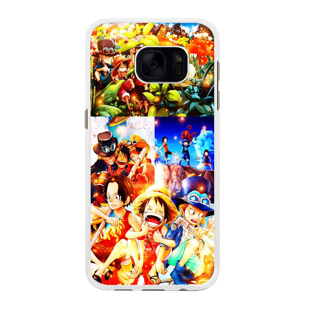 One Piece Three Siblings Samsung Galaxy S7 Edge Case-Rubber / White (2D Case)-Xtracase