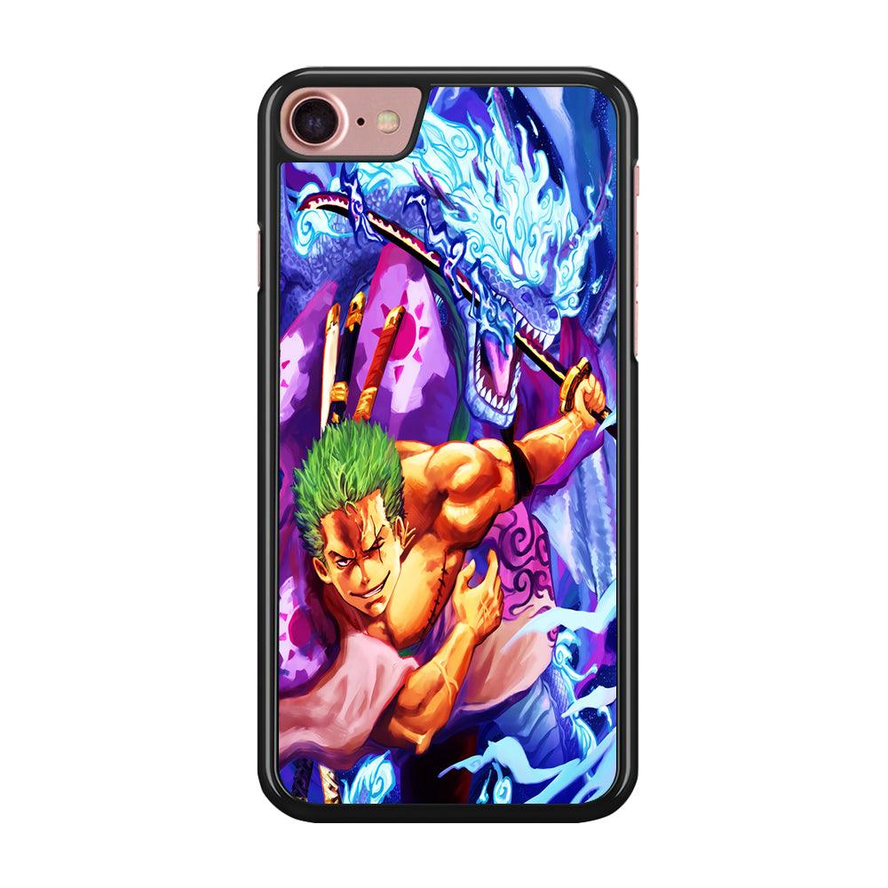 One Piece Zoro Dragon iPhone SE 2020 Case-Rubber / Black (2D Case)-Xtracase