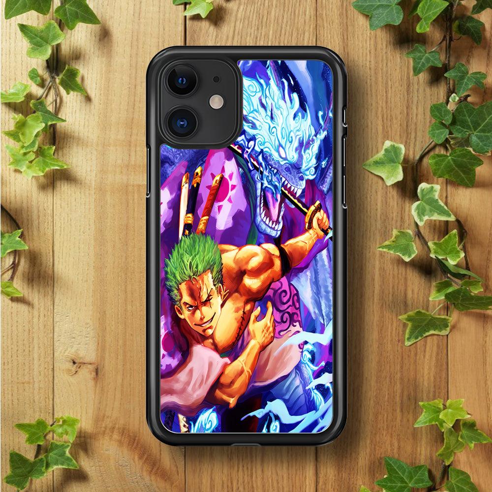 One Piece Zoro Dragon iPhone 11 Case-Rubber / Black (2D Case)-Xtracase