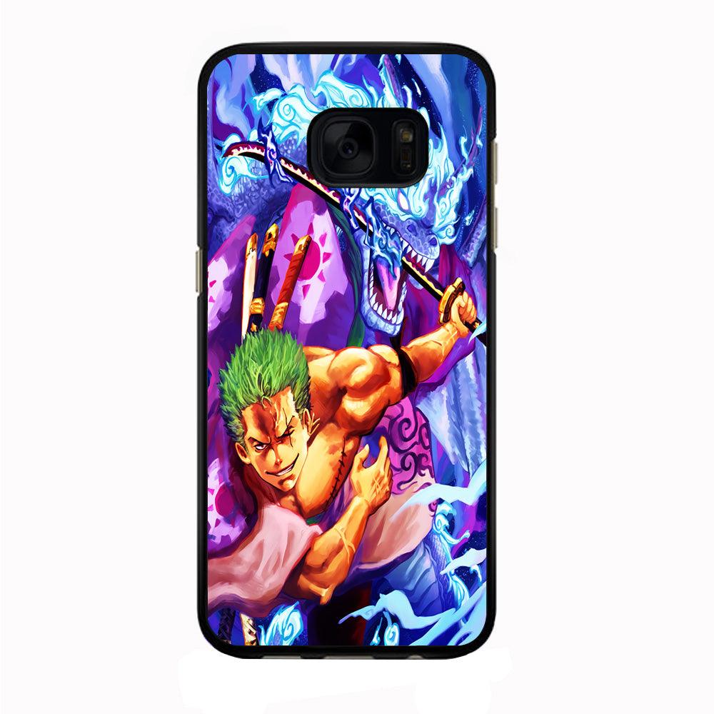One Piece Zoro Dragon Samsung Galaxy S7 Edge Case-Rubber / Black (2D Case)-Xtracase