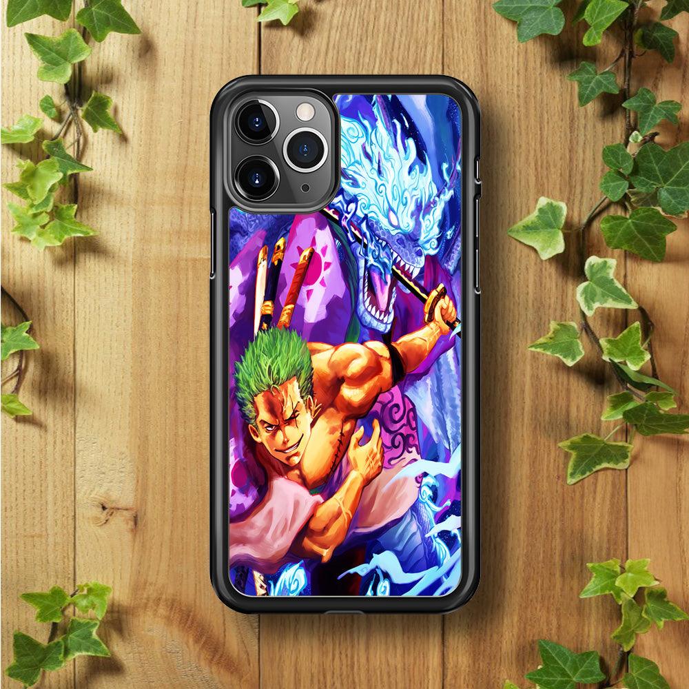 One Piece Zoro Dragon iPhone 11 Pro Case-Rubber / Black (2D Case)-Xtracase