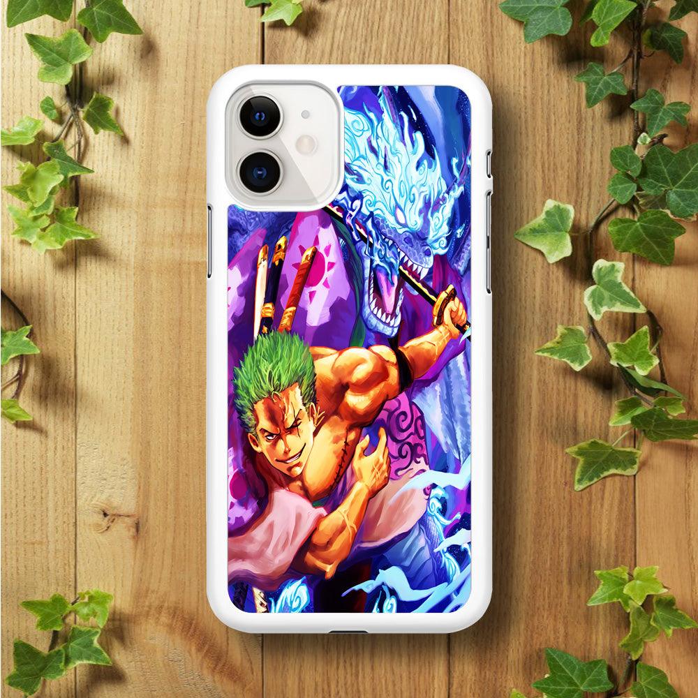 One Piece Zoro Dragon iPhone 11 Case-Rubber / White (2D Case)-Xtracase