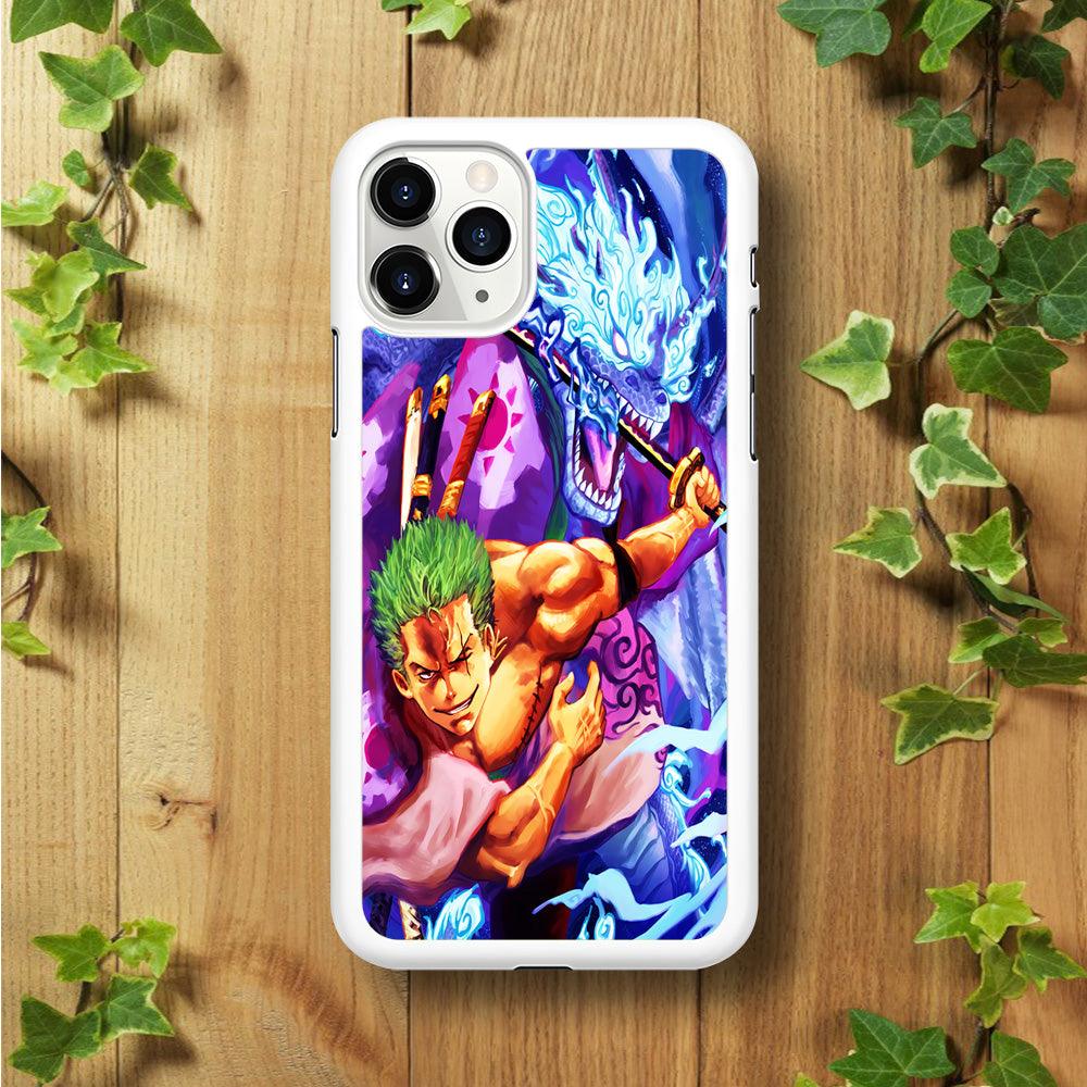 One Piece Zoro Dragon iPhone 11 Pro Case-Rubber / White (2D Case)-Xtracase