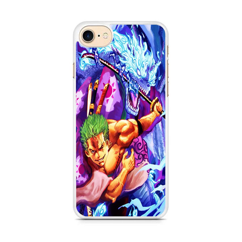 One Piece Zoro Dragon iPhone 7 Case-Rubber / White (2D Case)-Xtracase