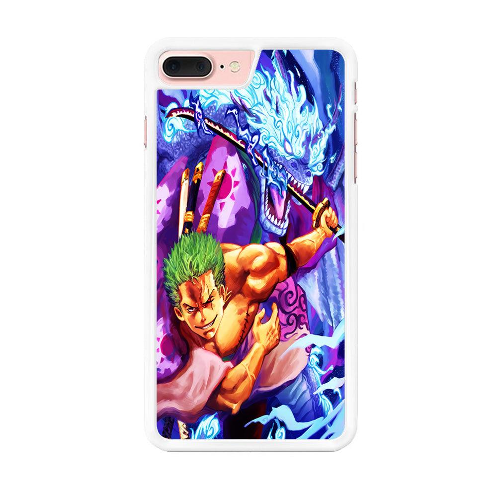 One Piece Zoro Dragon iPhone 8 Plus Case-Rubber / White (2D Case)-Xtracase