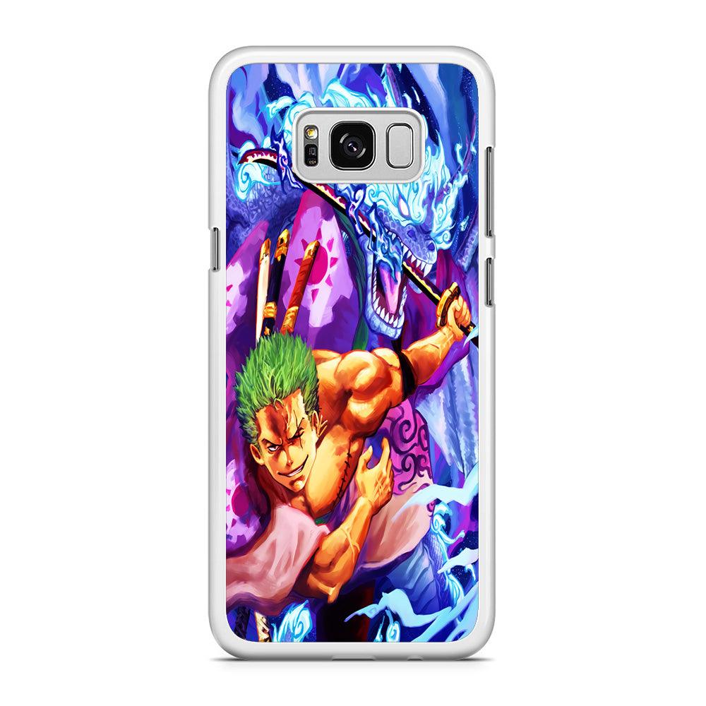 One Piece Zoro Dragon Samsung Galaxy S8 Case-Rubber / White (2D Case)-Xtracase