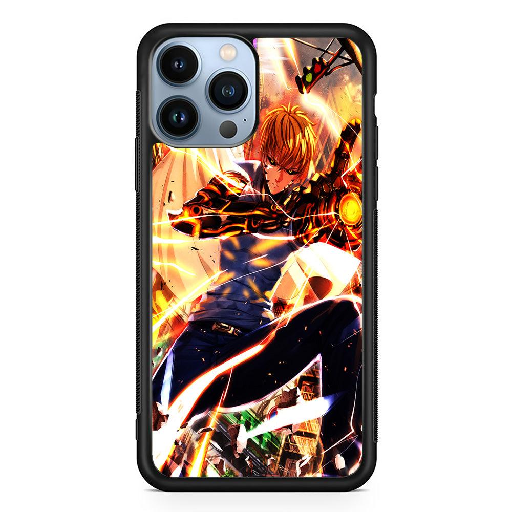 One Punch Man Genos Saitama iPhone 13 Pro Max Case-Rubber / Black (2D Case)-Xtracase