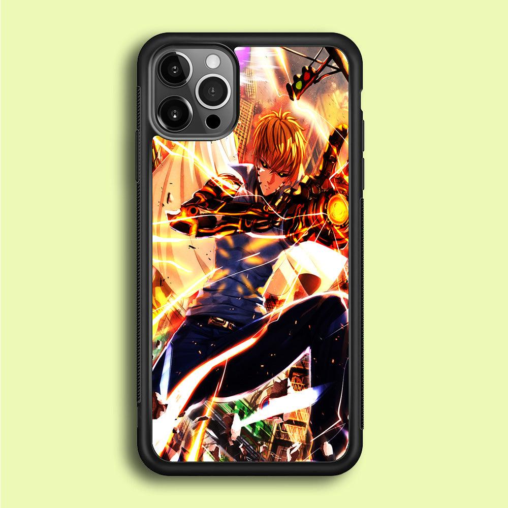 One Punch Man Genos Saitama iPhone 12 Pro Case-Rubber / Black (2D Case)-Xtracase