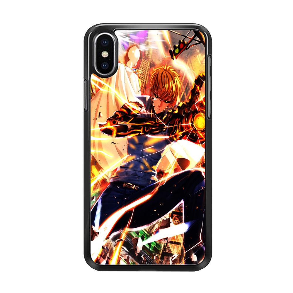 One Punch Man Genos Saitama iPhone Xs Case-Rubber / Black (2D Case)-Xtracase