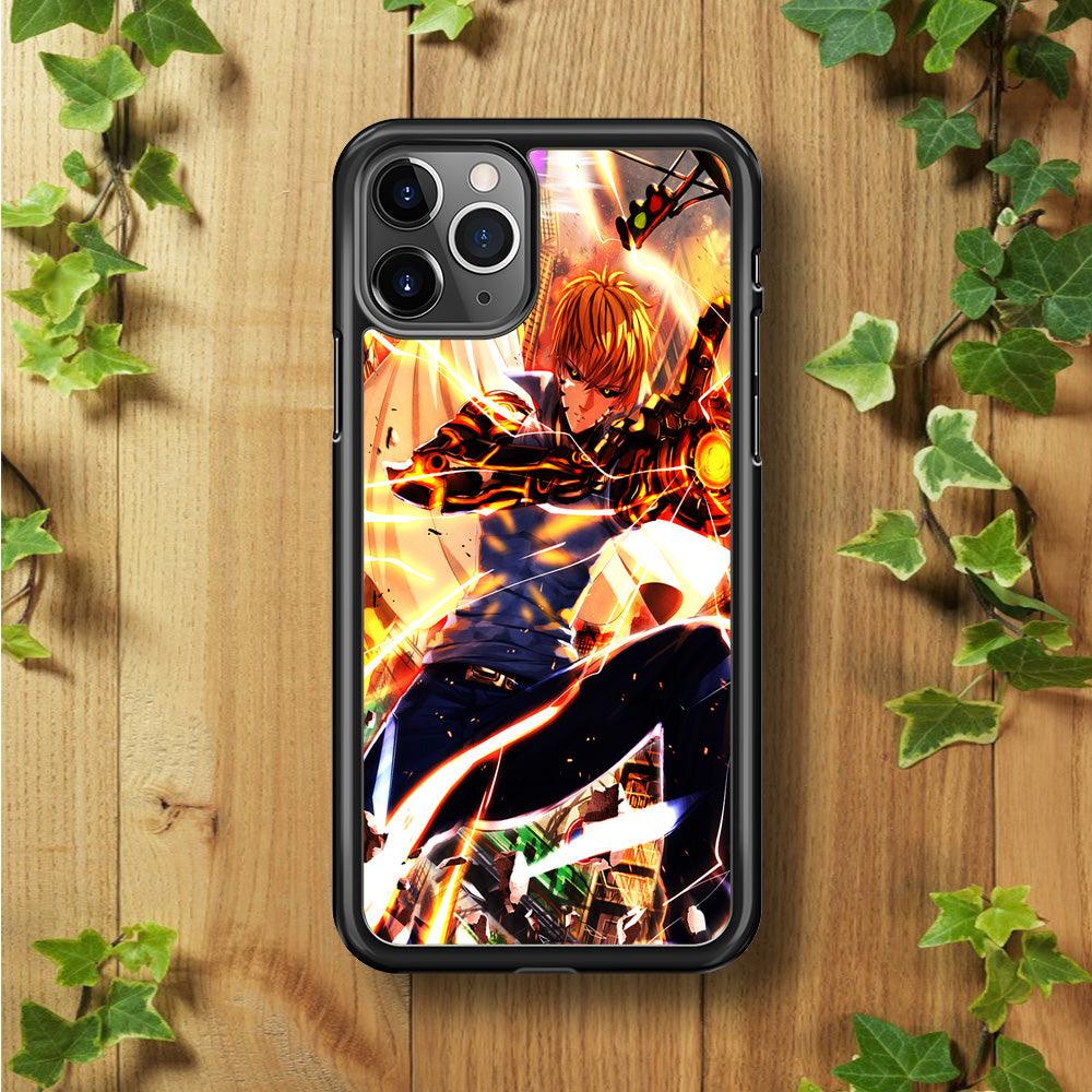 One Punch Man Genos Saitama iPhone 11 Pro Case-Rubber / Black (2D Case)-Xtracase