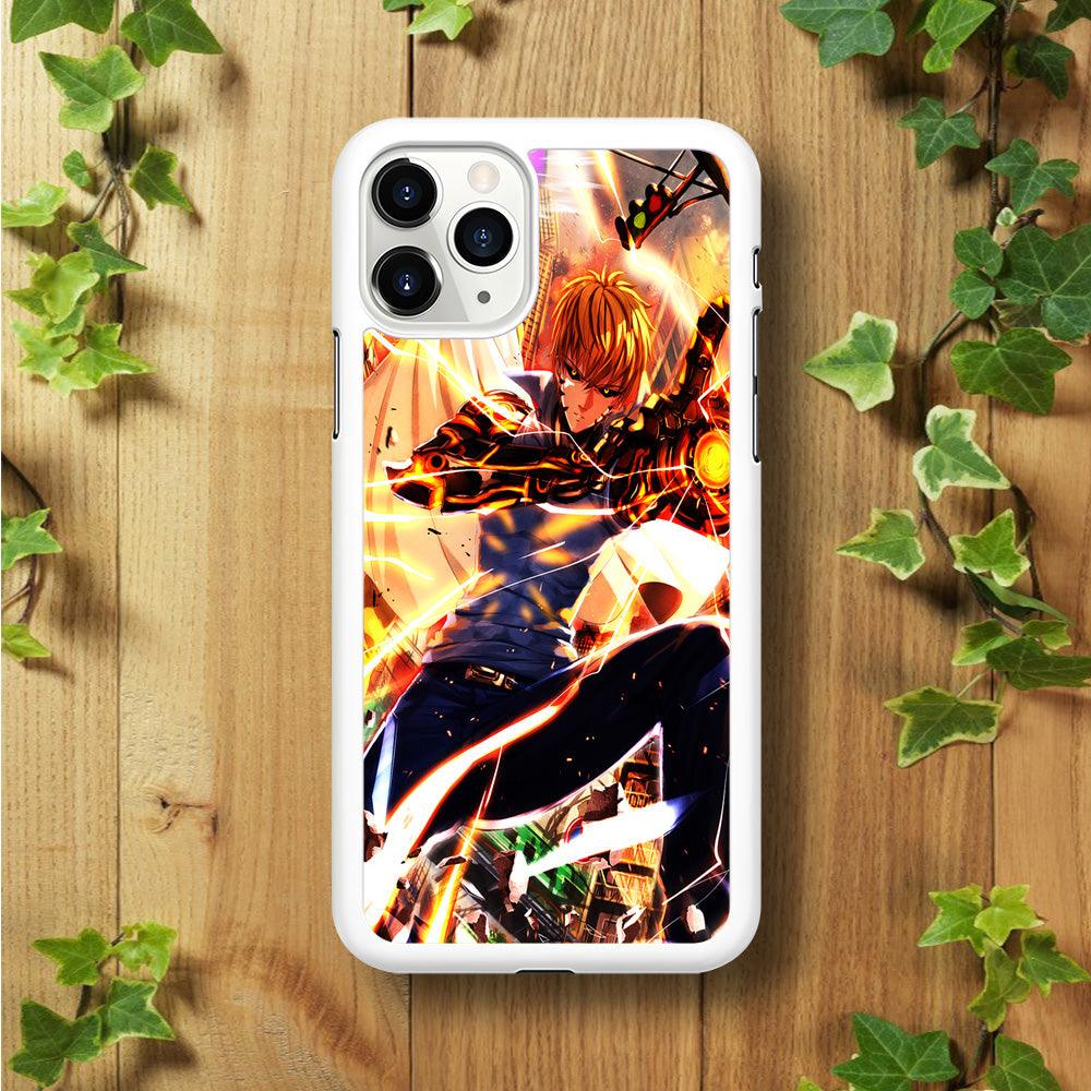 One Punch Man Genos Saitama iPhone 11 Pro Case-Rubber / White (2D Case)-Xtracase