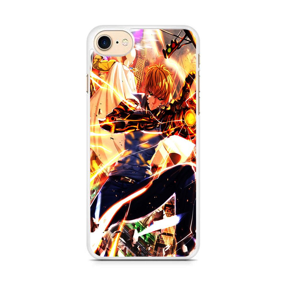 One Punch Man Genos Saitama iPhone 8 Case-Rubber / White (2D Case)-Xtracase