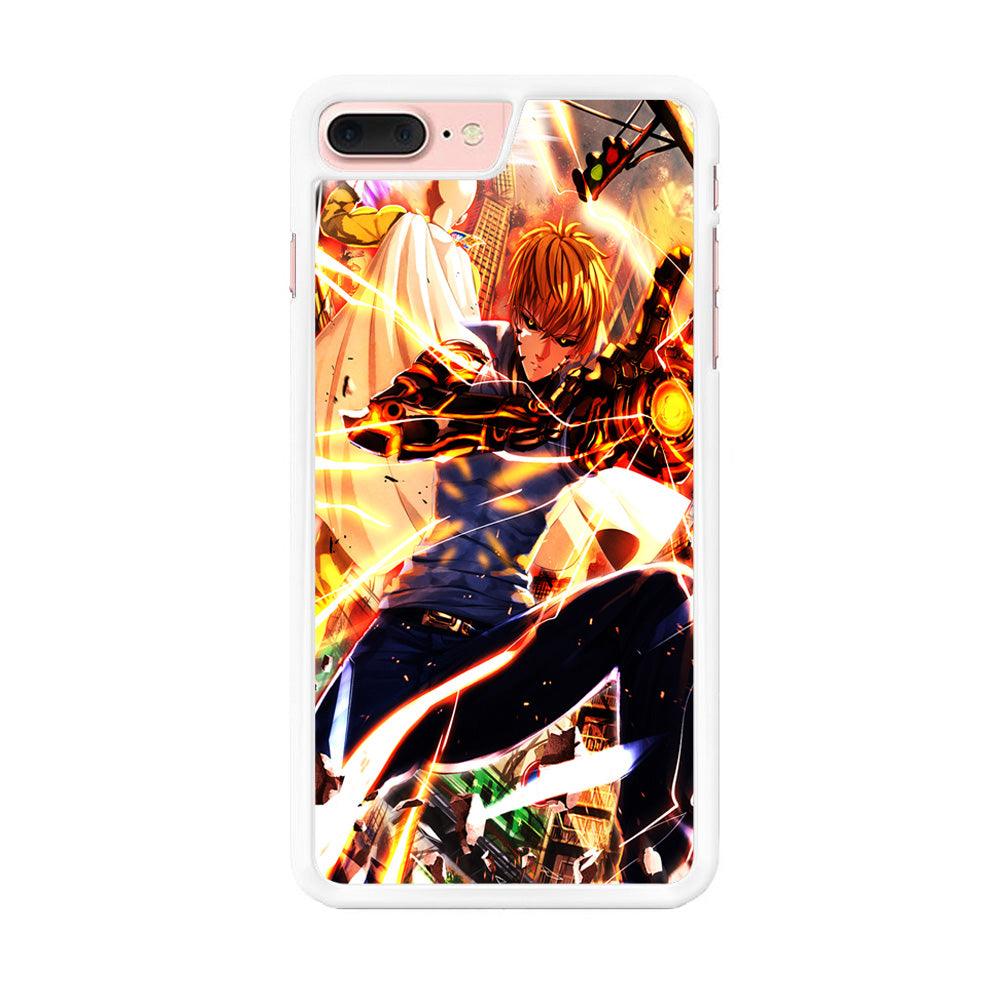 One Punch Man Genos Saitama iPhone 7 Plus Case-Rubber / White (2D Case)-Xtracase