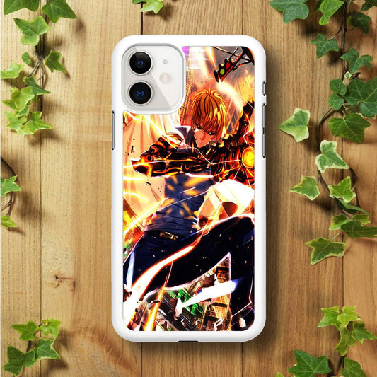 One Punch Man Genos Saitama iPhone 11 Case-Rubber / White (2D Case)-Xtracase