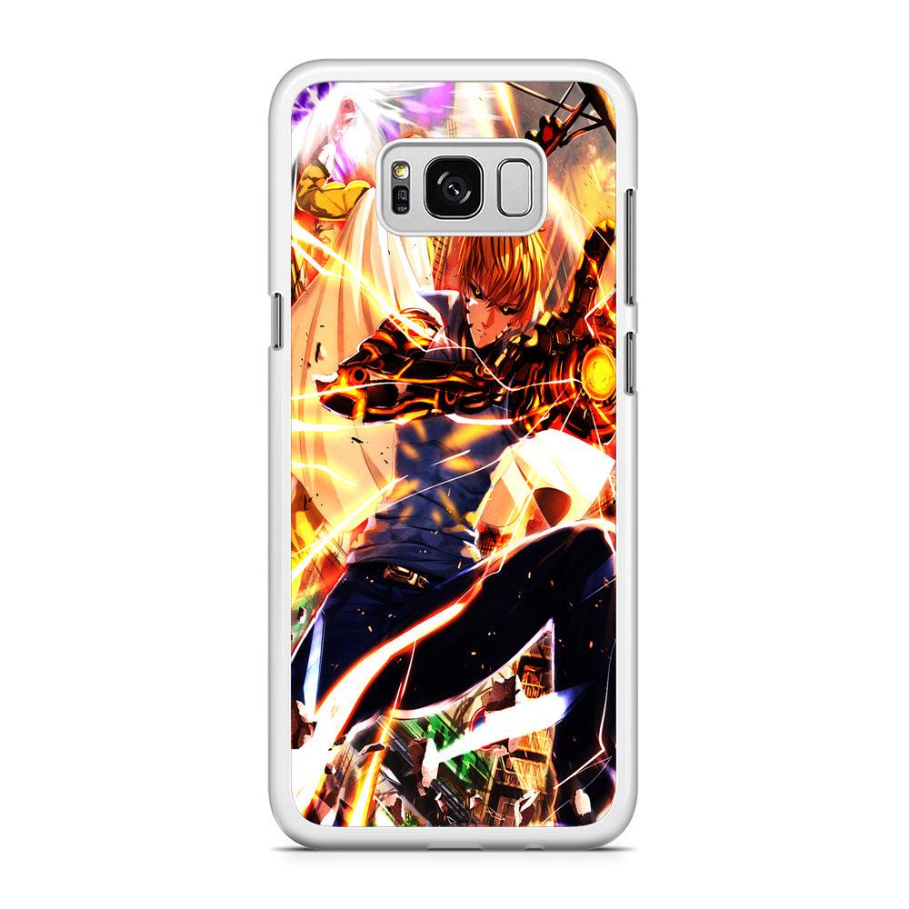 One Punch Man Genos Saitama Samsung Galaxy S8 Case-Rubber / White (2D Case)-Xtracase
