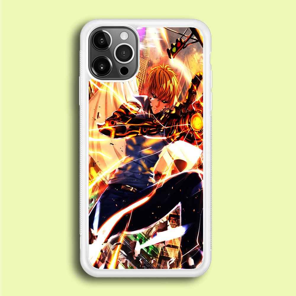 One Punch Man Genos Saitama iPhone 12 Pro Case-Rubber / White (2D Case)-Xtracase