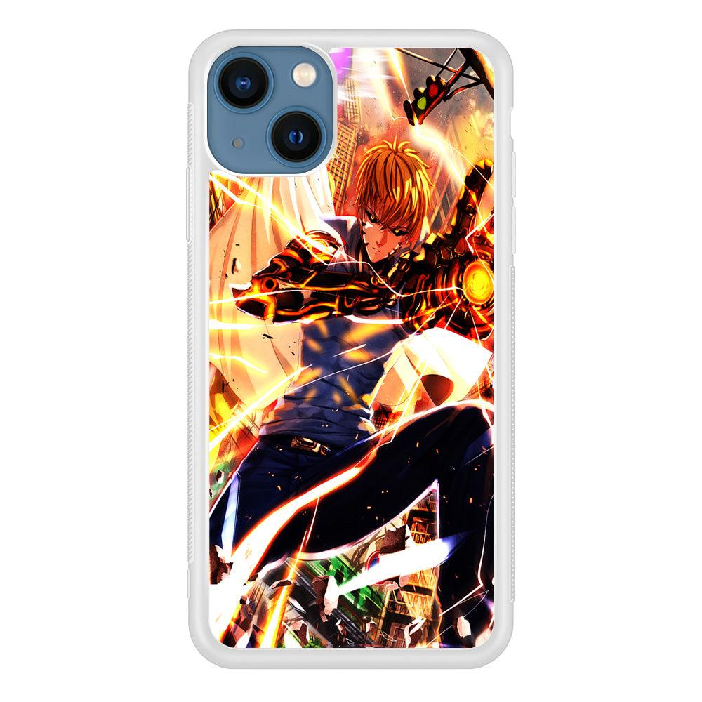 One Punch Man Genos Saitama iPhone 13 Mini Case-Rubber / White (2D Case)-Xtracase