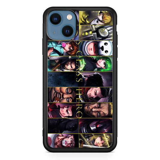 One Punch Man S-Class Hero iPhone 13 Mini Case-Rubber / Black (2D Case)-Xtracase