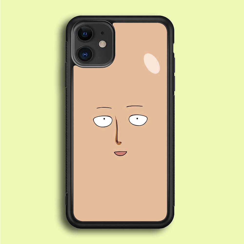 One Punch Man Saitama Face iPhone 12 Case-Rubber / Black (2D Case)-Xtracase