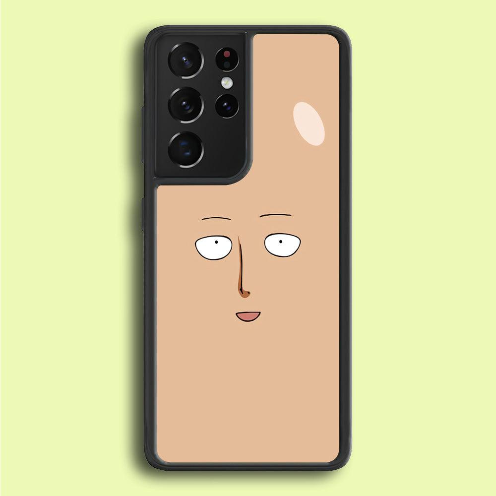 One Punch Man Saitama Face Samsung Galaxy S25 Ultra Case-Rubber / Black (2D Case)-Xtracase