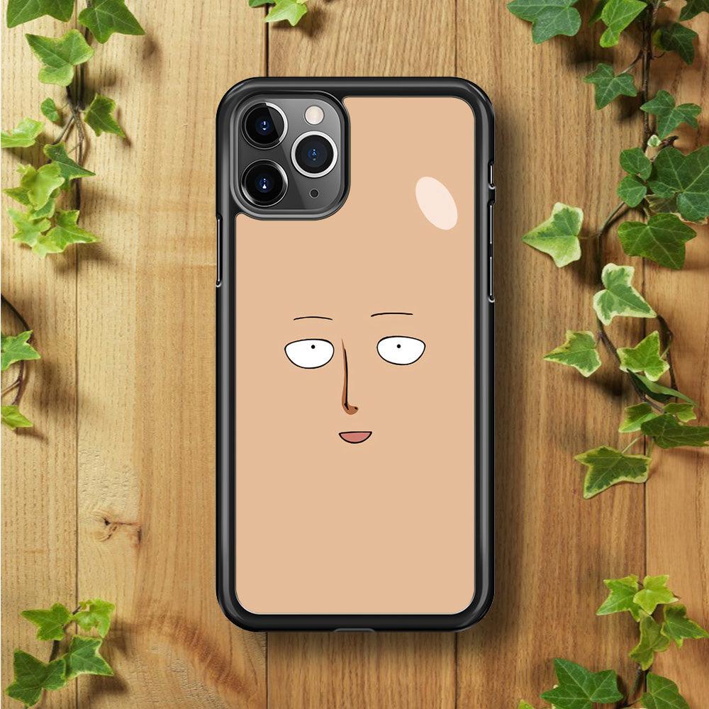 One Punch Man Saitama Face iPhone 11 Pro Max Case-Rubber / Black (2D Case)-Xtracase