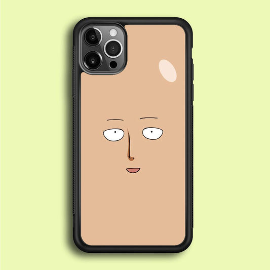 One Punch Man Saitama Face iPhone 12 Pro Case-Rubber / Black (2D Case)-Xtracase