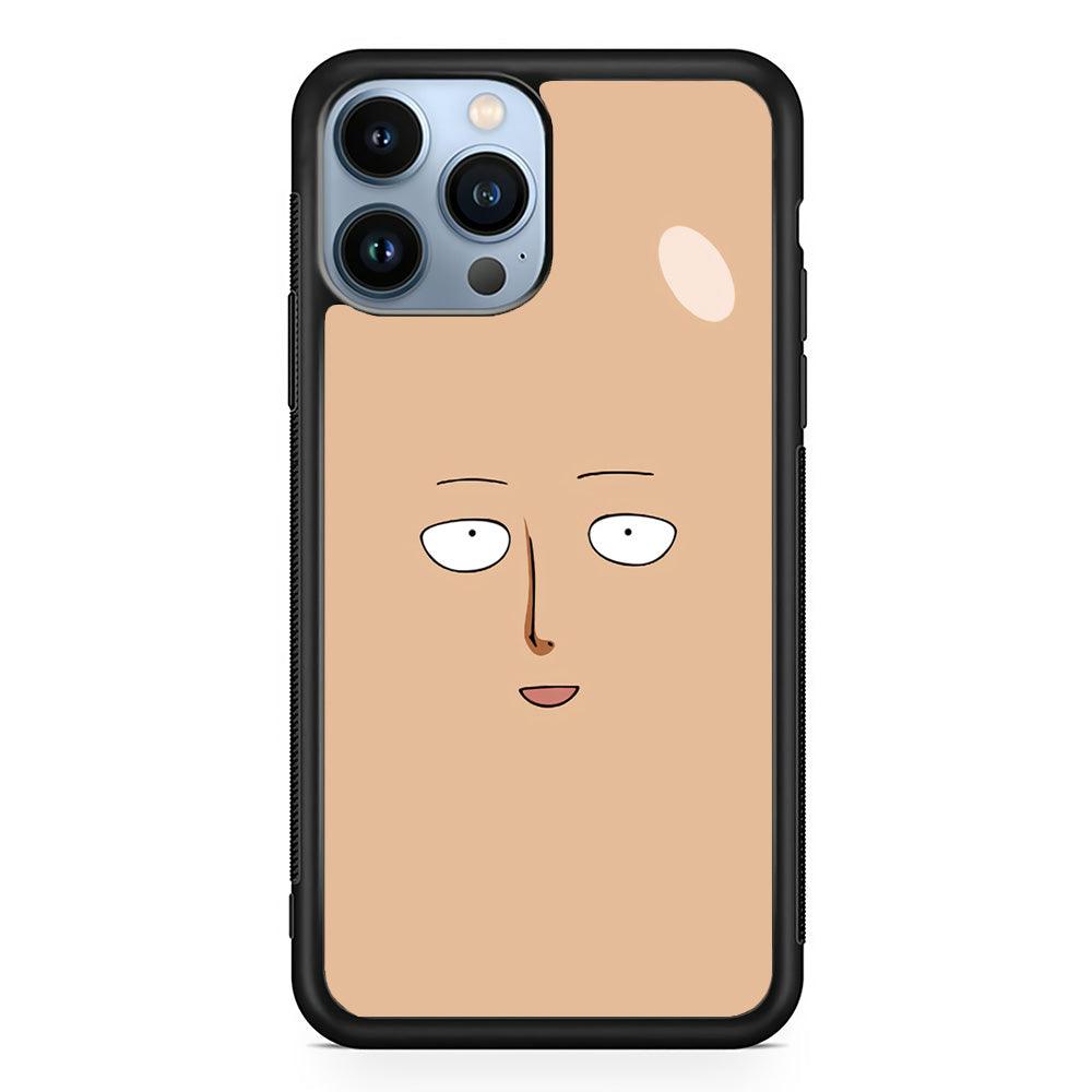 One Punch Man Saitama Face iPhone 13 Pro Max Case-Rubber / Black (2D Case)-Xtracase