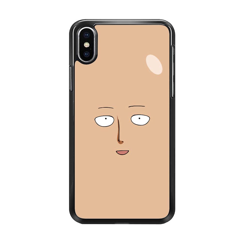 One Punch Man Saitama Face iPhone Xs Max Case-Rubber / Black (2D Case)-Xtracase