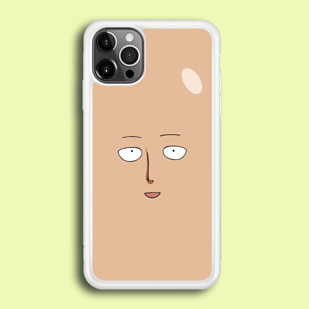 One Punch Man Saitama Face iPhone 12 Pro Max Case-Rubber / White (2D Case)-Xtracase