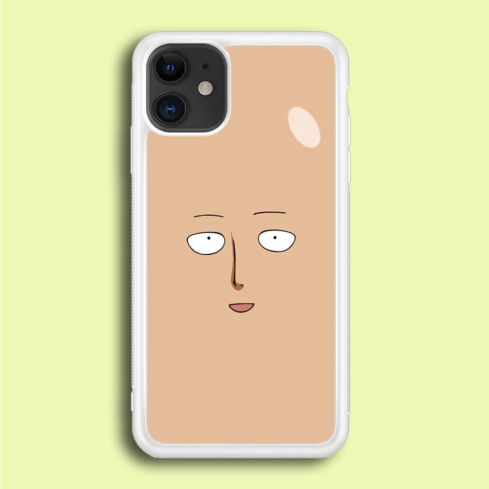 One Punch Man Saitama Face iPhone 12 Case-Rubber / White (2D Case)-Xtracase