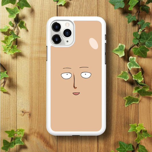 One Punch Man Saitama Face iPhone 11 Pro Max Case-Rubber / White (2D Case)-Xtracase