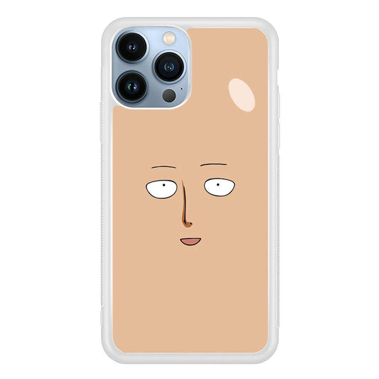 One Punch Man Saitama Face iPhone 13 Pro Max Case-Rubber / White (2D Case)-Xtracase