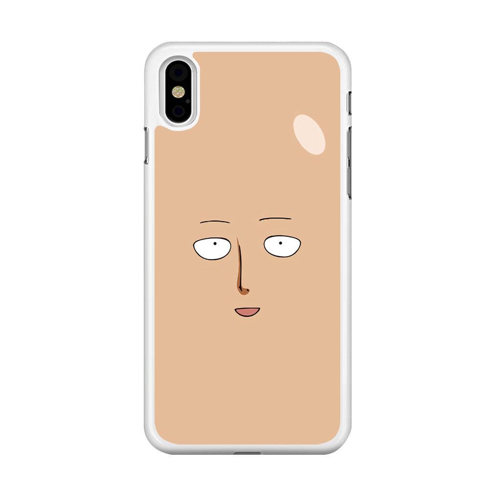 One Punch Man Saitama Face iPhone Xs Case-Rubber / White (2D Case)-Xtracase