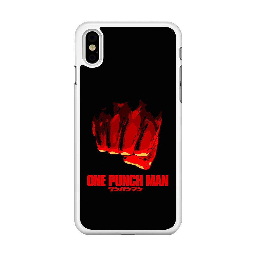 One Punch Man Saitama Fist iPhone Xs Case-Rubber / White (2D Case)-Xtracase