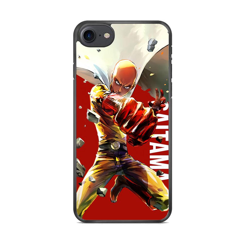 One Punch Man Saitama Red iPhone 7 Case-Rubber / Black (2D Case)-Xtracase
