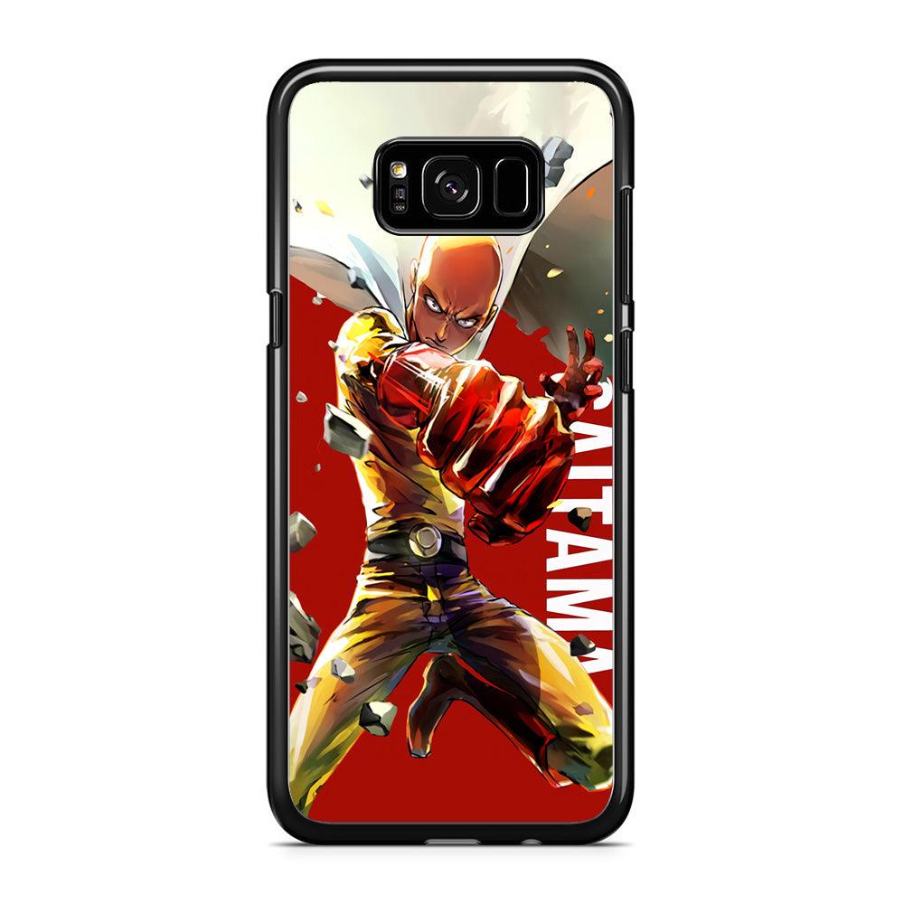 One Punch Man Saitama Red Samsung Galaxy S8 Case-Rubber / Black (2D Case)-Xtracase