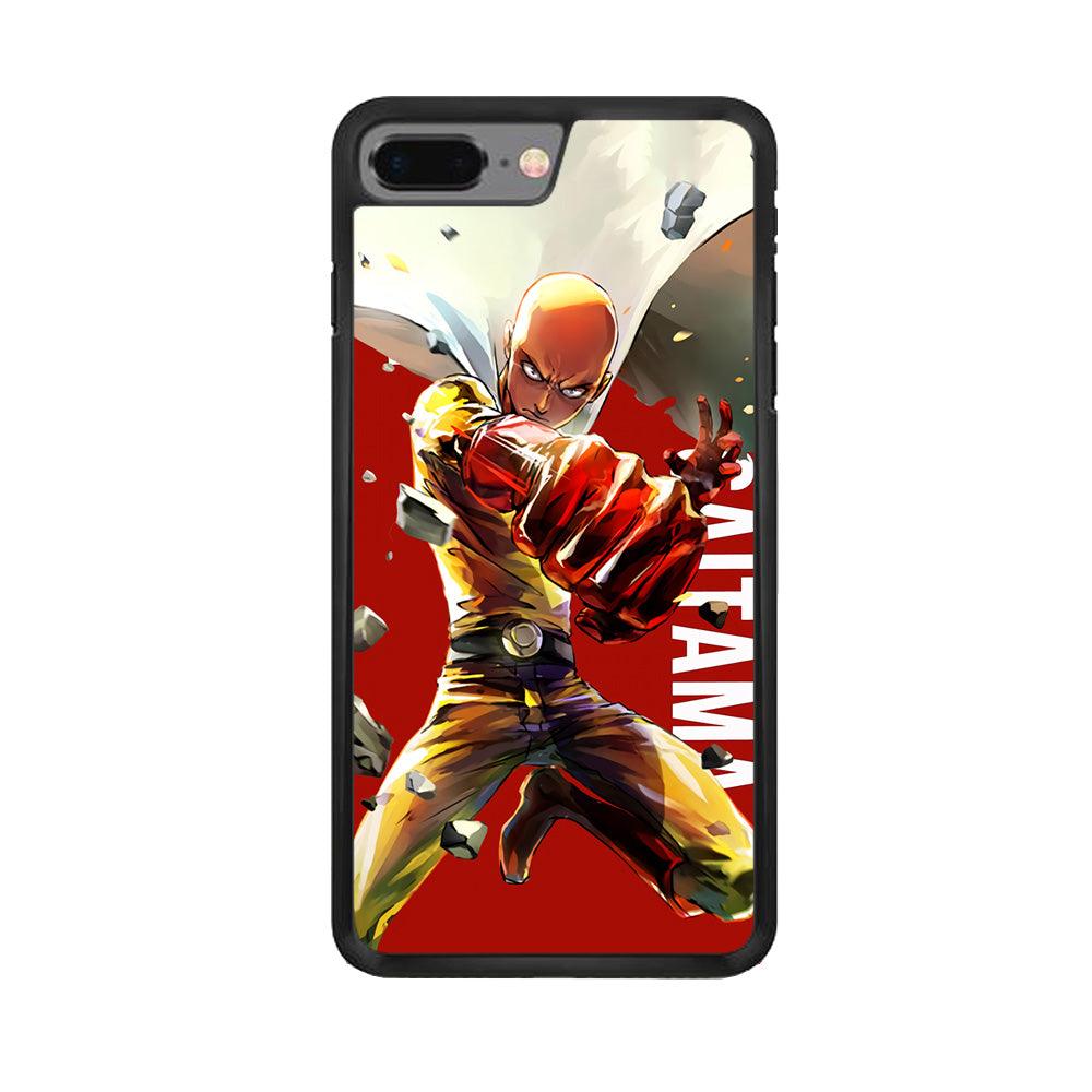One Punch Man Saitama Red iPhone 7 Plus Case-Rubber / Black (2D Case)-Xtracase