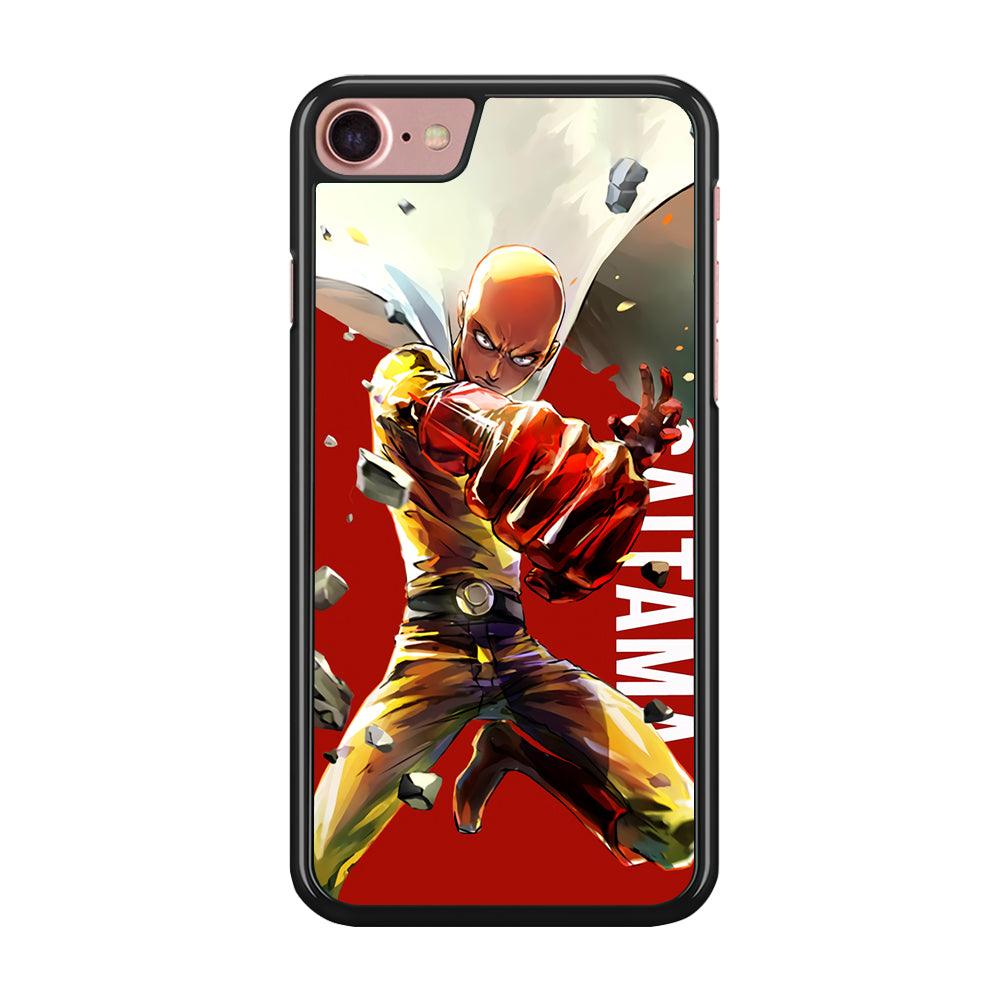 One Punch Man Saitama Red iPhone SE 2020 Case-Rubber / Black (2D Case)-Xtracase