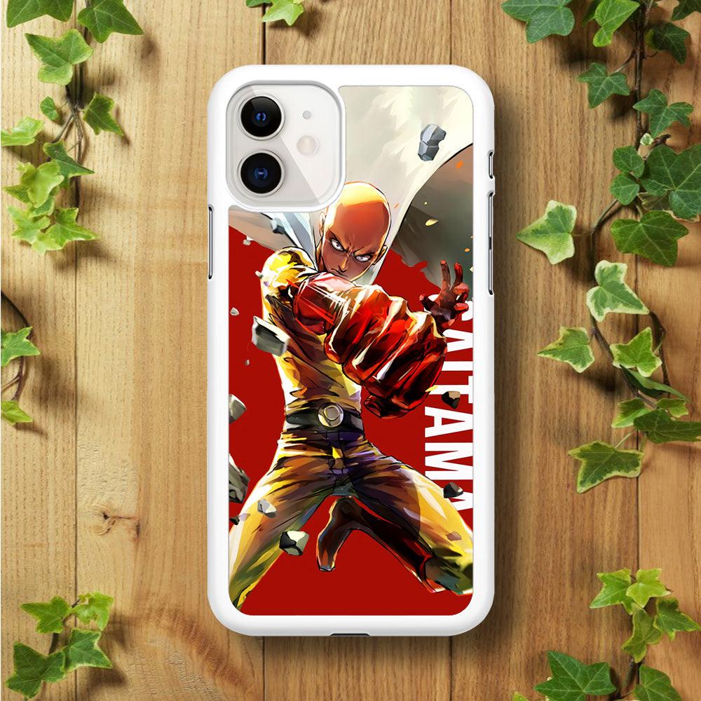 One Punch Man Saitama Red iPhone 11 Case-Rubber / White (2D Case)-Xtracase