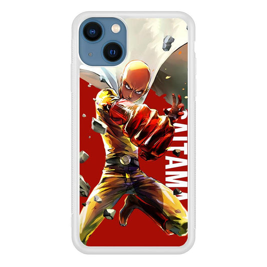 One Punch Man Saitama Red iPhone 13 Mini Case-Rubber / White (2D Case)-Xtracase