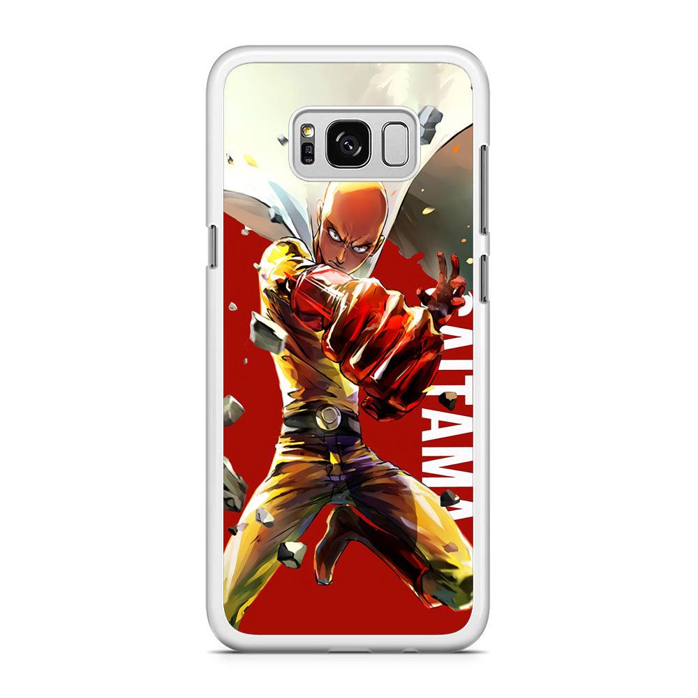 One Punch Man Saitama Red Samsung Galaxy S8 Case-Rubber / White (2D Case)-Xtracase