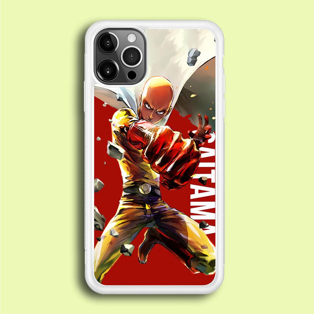 One Punch Man Saitama Red iPhone 12 Pro Case-Rubber / White (2D Case)-Xtracase
