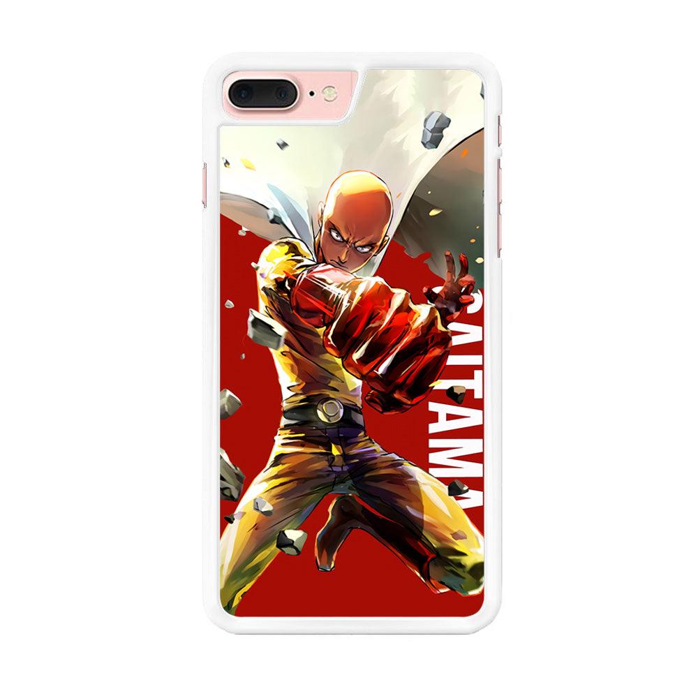 One Punch Man Saitama Red iPhone 7 Plus Case-Rubber / White (2D Case)-Xtracase